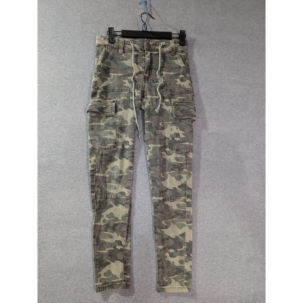 Almost Famous Camo Cargo Skinny Jeans Womens Size 5 Stretch Jogger Pants Faded